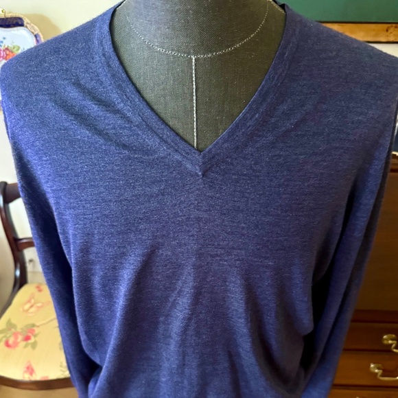 Ermenegildo Zegna Cashseta V Neck Sweater Men Deep Blue, 52, Cashmere Silk $1390 - Picture 3 of 10